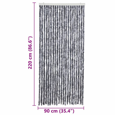 Zasłona przeciwko owadom, srebrna, 90x220 cm, szenil