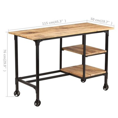 vidaXL Biurko ze składanym taboretem, lite drewno mango, 115x50x76 cm