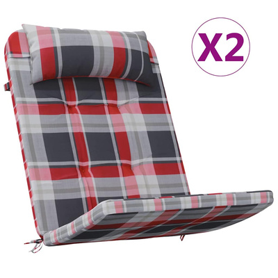 Poduszki na krzesła 2 pcs Czerwony w kratkę 58 x 77 x 4,5 cm