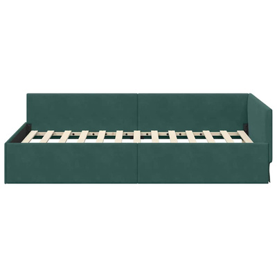 Rama łóżka narożnego Ciemna zieleń 90 x 200 cm Aksamit