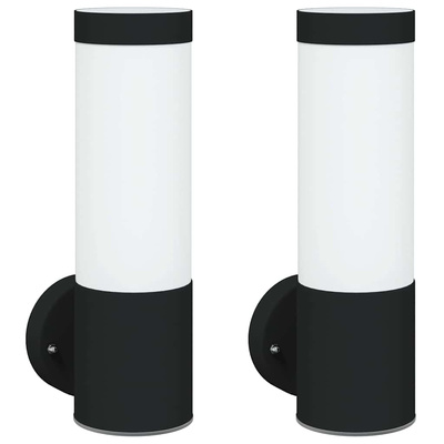 Zewnętrzna lampa ścienna 2 pcs Czarny 12 x 8,5 x 27 cm