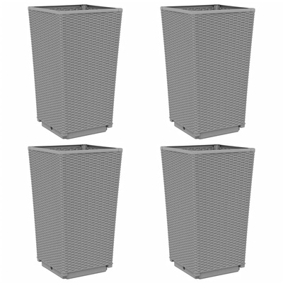 Donice ogrodowe, 4 szt., jasnoszare, 32,5x32,5x57, PP