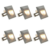 Lampy ścienne zewnętrzne LED, 6 szt., 2 W, srebrne, kwadratowe