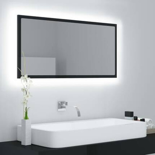 vidaXL Lustro łazienkowe LED, wysoki połysk, czarne, 90x8,5x37, akryl