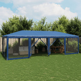 Namiot imprezowy z 12 ścianami z siatki, niebieski, 8x4 m, HDPE
