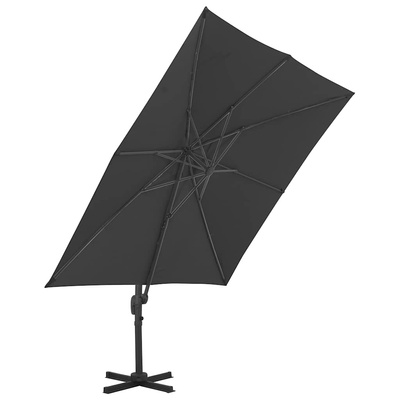 Parasol wiszący z aluminiowym słupkiem, 3x3 m, czarny