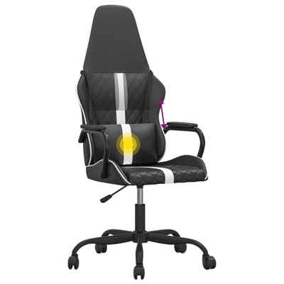 vidaXL Masujący fotel gamingowy, biało-czarny, sztuczna skóra model standard