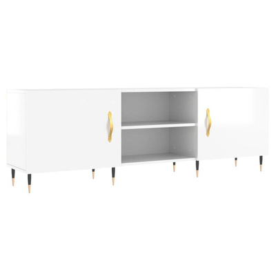 vidaXL Szafka pod TV, wysoki połysk, biała, 150x30x50 cm