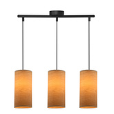 Ballo lampa wisząca czarny 3x60 e27 abażur orzechowy
