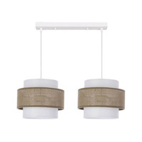 Lampa wisząca z abażurami Juta biała podwójna do jadalni nad stół