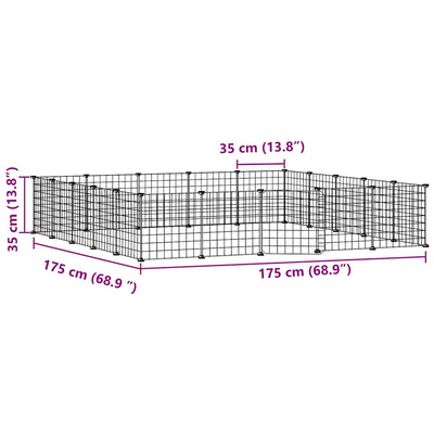 Klatka dla zwierząt z bramką, 20 paneli, czarna, 35x35 cm, stal