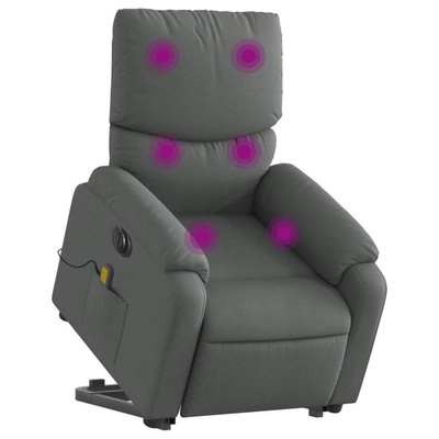 vidaXL Podnoszony fotel masujący, elektryczny, rozkładany, ciemnoszary