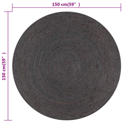 vidaXL Ręcznie wykonany dywan z juty, okrągły, 150 cm, ciemnoszary