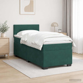 Łóżko Box Spring z materacem i LED Ciemnozielony 100 x 200 cm