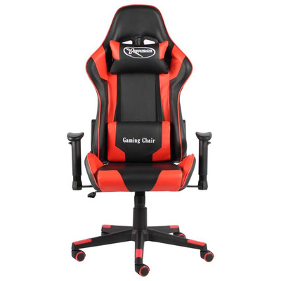 vidaXL Obrotowy fotel gamingowy, czerwony, PVC