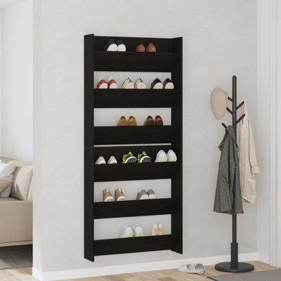 Szafka na buty z półką 2 pcs Czarny Dąb 86 x 18 x 90 cm
