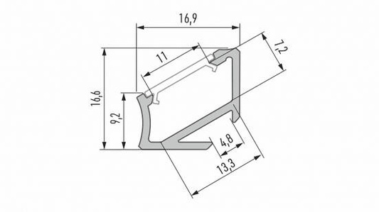 Profil LED LUMINES typ H srebrny anodowany 2,02 m