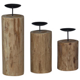 Świecznik 3 pcs Naturalny Lite drewno tekowe