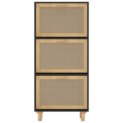 Szafka na buty, czarna, 52x25x115 cm, materiał drewnopochodny