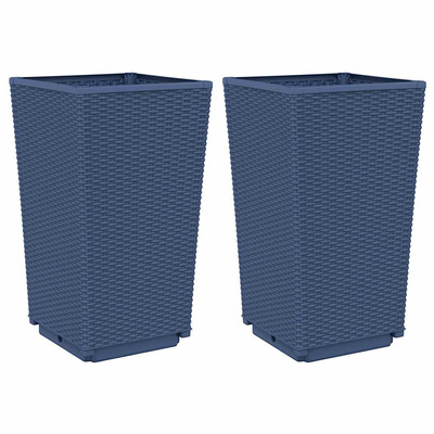 Donice ogrodowe, 2 szt., niebieskoszare, 32,5x32,5x57, PP