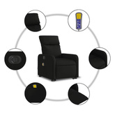 vidaXL Podnoszony fotel masujący, elektryczny, rozkładany, czarny