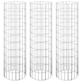 Okrągłe donice gabionowe, podniesione, 3 szt., stal, ?30x100 cm