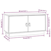 vidaXL Szafka pod TV, szara, 80x34x40 cm, lite drewno sosnowe