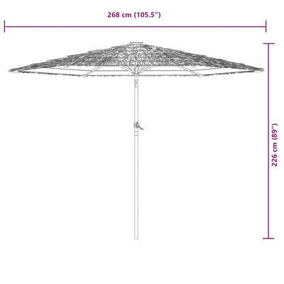 Parasol ogrodowy na stalowym słupku, brązowy, 268x268x226 cm