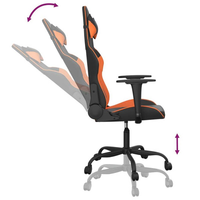 vidaXL Masujący fotel gamingowy, czarno-pomarańczowy, sztuczna skóra model standard