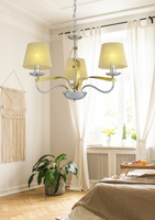 Lampa wisząca chrom / złoty nitkowy abażur 3x40W Diva Candellux 33-55057
