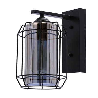 Jonera lampa kinkiet czarny p20 1x40w e27 klosz dymiony 21-10186