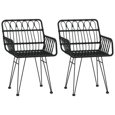 vidaXL Krzesła ogrodowe, 2 szt., czarne, 56x64x80 cm, rattan PE