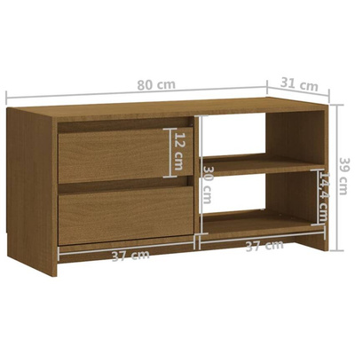 vidaXL Szafka pod TV, miodowy brąz, 80x31x39 cm, drewno sosnowe
