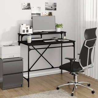 vidaXL Biurko, czarne, 100x50x90 cm, materiał drewnopochodny i żelazo