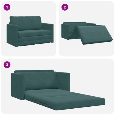 Sofa Bed Ciemna zieleń 124 x 71 x 78 cm Aksamit