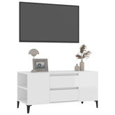 vidaXL Szafka pod TV, wysoki połysk, biała, 102x44,5x50 cm