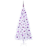 Sztuczna choinka z 300 diodami LED Biały 180 cm PVC i stal
