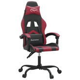 vidaXL Obrotowy fotel gamingowy, czarno-bordowy, sztuczna skóra model standard