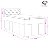 Łóżko kontynentalne z materacem kremowy 80 x 200 cm tkanina