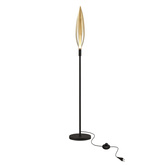 Lampa podłogowa Nordic szklana z bursztynowym kloszem czarna metalowa stojąca