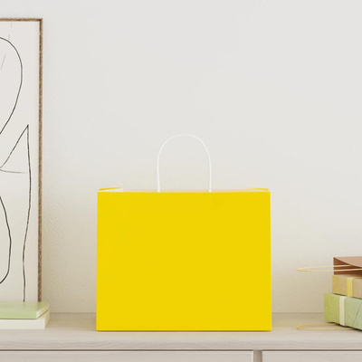 Torby papierowe 250 szt. z uchwytami żółte 32x22x24 cm