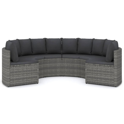 6-częściowa sofa do ogrodu, z poduszkami, polirattan, szara
