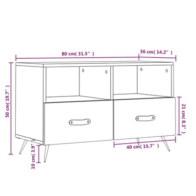 vidaXL Szafka pod TV, biała, wysoki połysk, 80x36x50 cm