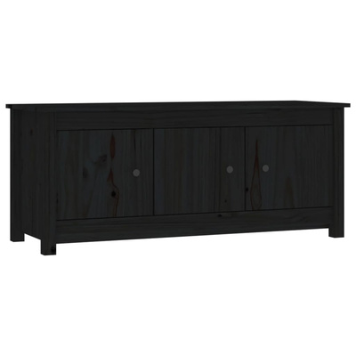 Szafka na buty, czarna, 110x38x45,5 cm, lite drewno sosnowe