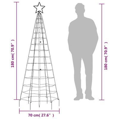 vidaXL Choinka z lampek, z kołkami, 220 kolorowych LED, 180 cm