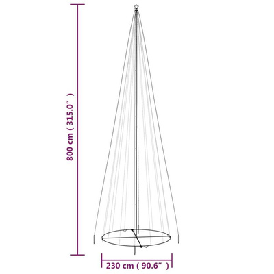 vidaXL Choinka stożkowa, 1134 kolorowych diod LED, 230x800 cm
