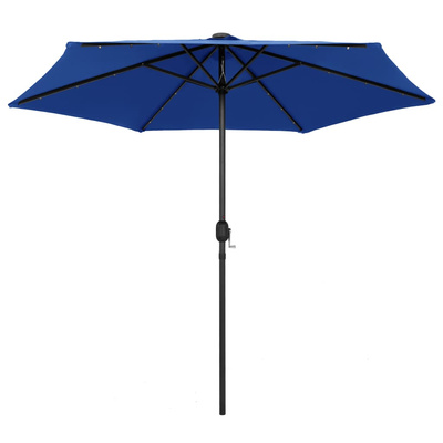 Parasol ogrodowy z LED i aluminiowym słupkiem 270 cm, niebieski
