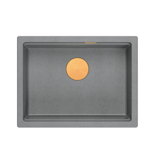 LOGAN 100 GraniteQ zlewozmywak silver stone 59,5x45,1x21,5 cm 1-komorowy podwieszany z syfonem manualnym miedziany