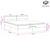 Łóżko z pojemnikiem i materacem LED Ciemny brąz 200 x 200 cm