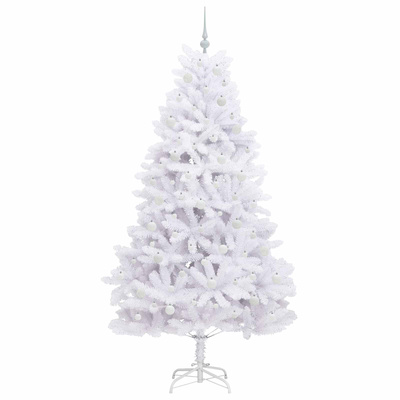 Sztuczna choinka z zawiasami z podstawą Biały 210 cm PVC i stal